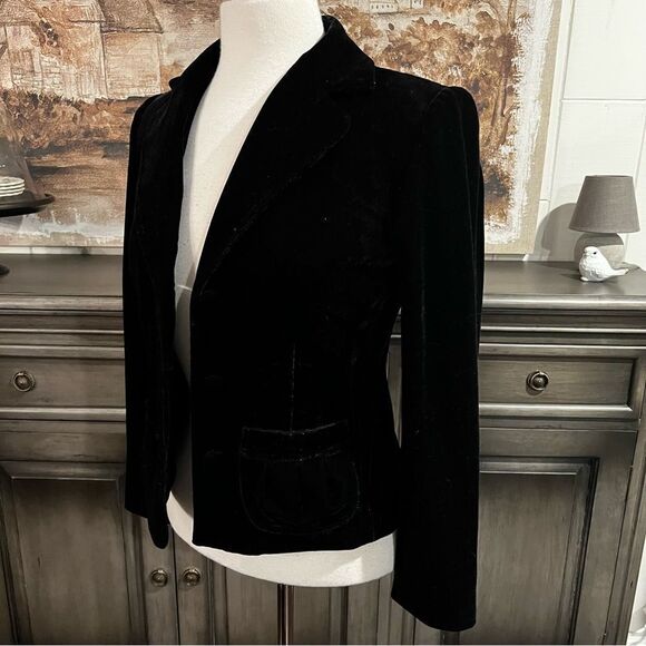 Spencer Jeremy Cropped Black Blazer Velvet PS - Picture 1 of 11